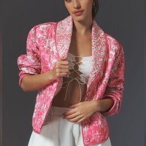 Anthropologie Conditions Apply quilted floral jacket